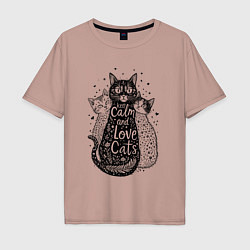 Мужская футболка оверсайз Keep calm and love cats