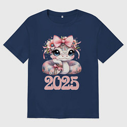 Футболка оверсайз мужская Милая змейка - 2025, цвет: тёмно-синий