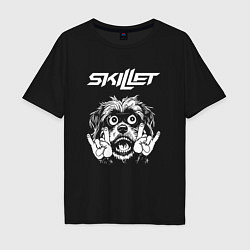 Футболка оверсайз мужская Skillet rock dog, цвет: черный