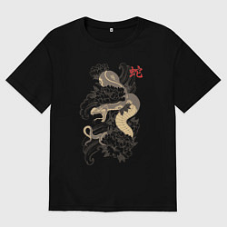 Мужская футболка оверсайз Змей в цветах