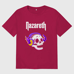 Мужская футболка оверсайз Nazareth - неоновый череп