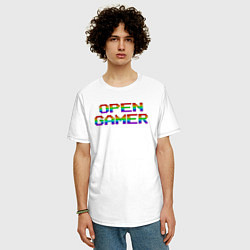 Футболка оверсайз мужская Open gamer logo, цвет: белый — фото 2