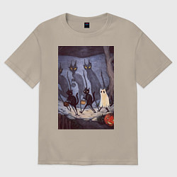 Мужская футболка оверсайз Коты на хэллоуин