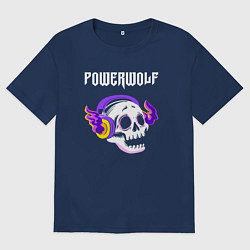 Мужская футболка оверсайз Powerwolf - неоновый череп