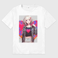 Мужская футболка оверсайз Аниме девочка сердце