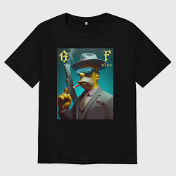 Футболка оверсайз мужская Homer Simpson with pistol - godfather, цвет: черный