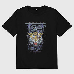 Мужская футболка оверсайз Тигр и рок н ролл