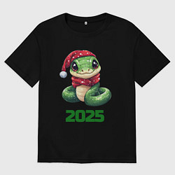 Мужская футболка оверсайз Яркая новогодняя змея