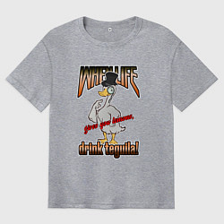 Мужская футболка оверсайз Гусь в цилиндре с надписью