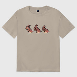 Мужская футболка оверсайз Пиксельный кролик умывается