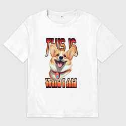 Мужская футболка оверсайз Корги с надписью Вот кто я