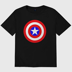 Футболка оверсайз мужская Captain America logo, цвет: черный