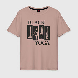 Футболка оверсайз мужская Yoga black, цвет: пыльно-розовый