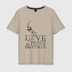 Мужская футболка оверсайз Love peace yoga