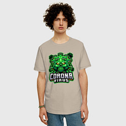 Футболка оверсайз мужская Corona virus, цвет: миндальный — фото 2