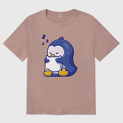 Мужская футболка оверсайз Сонный пингвин