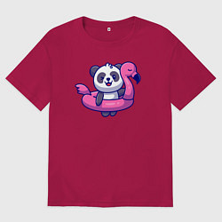 Мужская футболка оверсайз Панда и фламинго