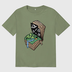 Футболка оверсайз мужская Книга приключений, цвет: авокадо