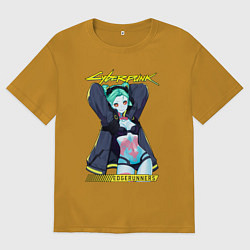 Футболка оверсайз мужская Сyberpunk rebecca, цвет: горчичный