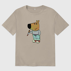 Футболка оверсайз мужская Чиловый парень с ножом, цвет: миндальный