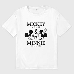 Футболка оверсайз мужская Микки и Минни Маус, цвет: белый
