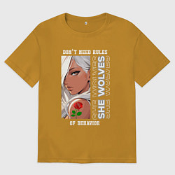 Мужская футболка оверсайз Девушка из аниме с розой