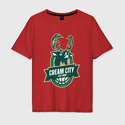 Мужская футболка оверсайз Milwaukee Bucks cream city