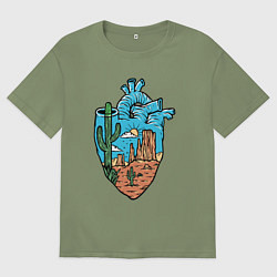 Футболка оверсайз мужская Сердце пустыни, цвет: авокадо
