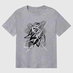 Мужская футболка оверсайз Абстрактные неразборчивые каракули