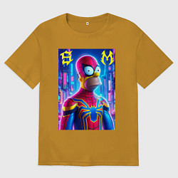 Мужская футболка оверсайз Homer Simpson and Spider man - collaboration