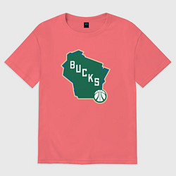 Футболка оверсайз мужская Bucks team, цвет: коралловый