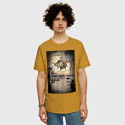 Футболка оверсайз мужская Важные новости, цвет: горчичный — фото 2