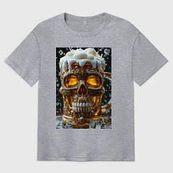 Футболка оверсайз мужская Пенная кружка пива, цвет: меланж