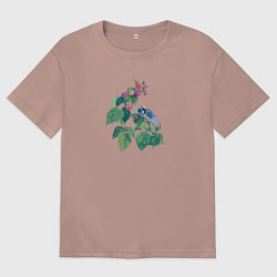 Мужская футболка оверсайз Синица на малине