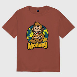 Футболка оверсайз мужская Monkey jungle, цвет: кирпичный