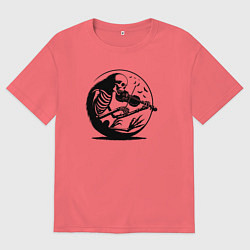 Мужская футболка оверсайз Скелет скрипач