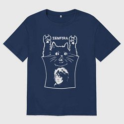 Мужская футболка оверсайз Земфира - кот рок