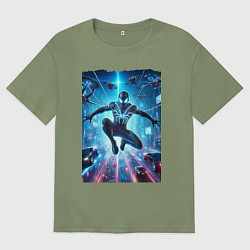 Мужская футболка оверсайз Spider man - cyberpunk fantasy