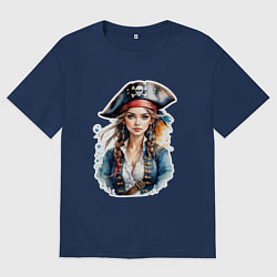 Мужская футболка оверсайз Девушка пиратка