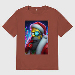 Футболка оверсайз мужская Simpson Claus - cyberpunk, цвет: кирпичный
