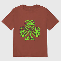 Футболка оверсайз мужская Кельтский клевер, цвет: кирпичный