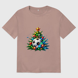 Мужская футболка оверсайз Новогодняя футбольная елка