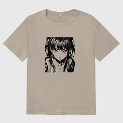 Мужская футболка оверсайз Девушка с фиалковыми глазами