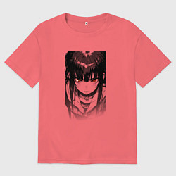 Мужская футболка оверсайз Девушка с красными глазами