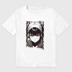 Мужская футболка оверсайз Иллюстрация голубоглазой девушки