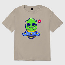 Футболка оверсайз мужская Love alien, цвет: миндальный