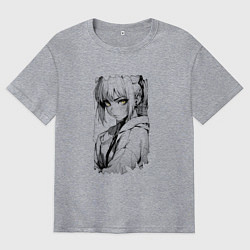 Мужская футболка оверсайз Девушка с блекло-желтыми глазами