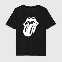 Футболка оверсайз мужская Rolling Stones - white logo, цвет: черный