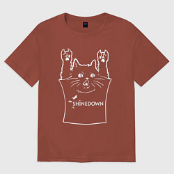 Футболка оверсайз мужская Shinedown - cat rock, цвет: кирпичный