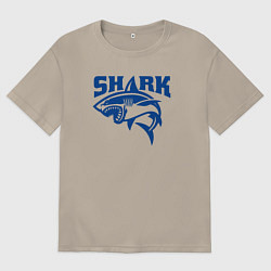 Футболка оверсайз мужская Акула атакует, цвет: миндальный